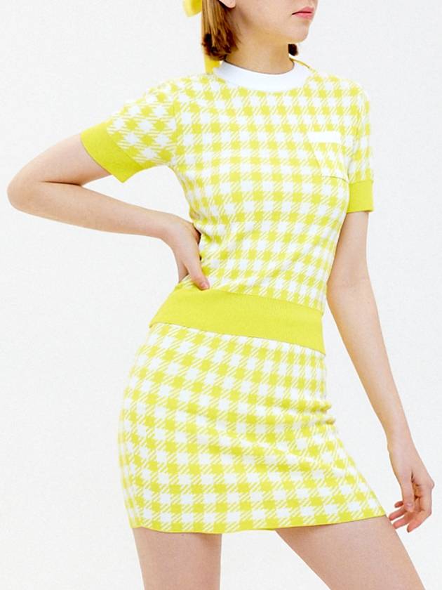 Check jacquard knit skirt yellow - LIKEWIZE - BALAAN 1