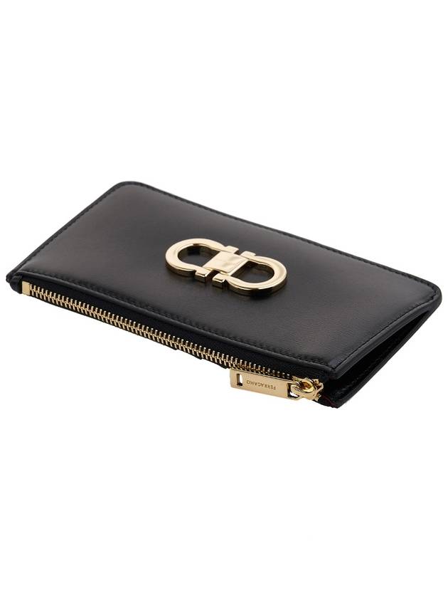 Ferragamo Women's Gancini Card Holder 22 0629 NERO CALF 0770767 - SALVATORE FERRAGAMO - BALAAN 4