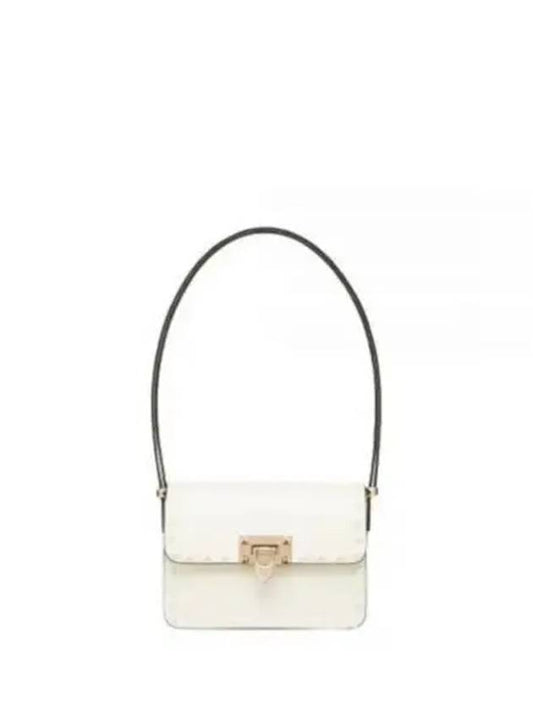 Small Rockstud Detail Leather Shoulder Bag White - VALENTINO - BALAAN 2