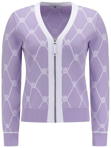 WOMEN MONOGRAM LOGO INTARSIA CARDIGAN - ANEWGOLF - BALAAN 1