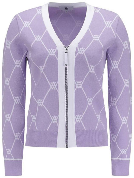 WOMEN MONOGRAM LOGO INTARSIA CARDIGAN - ANEWGOLF - BALAAN 1