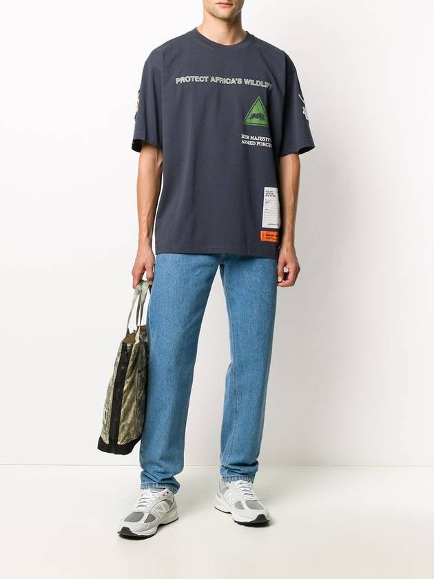 Slogan Patchwork Short Sleeve T-Shirt Navy - HERON PRESTON - BALAAN 4