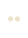 Petit CD Baroque Stud Earrings Latte Glass - DIOR - BALAAN 1