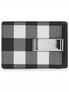 Checked Leather Money Clip Card Wallet Black - BURBERRY - BALAAN 2