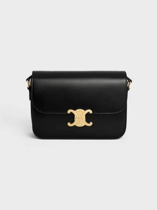 Classique Triomphe Shiny Calfskin Shoulder Bag Black - CELINE - BALAAN 2