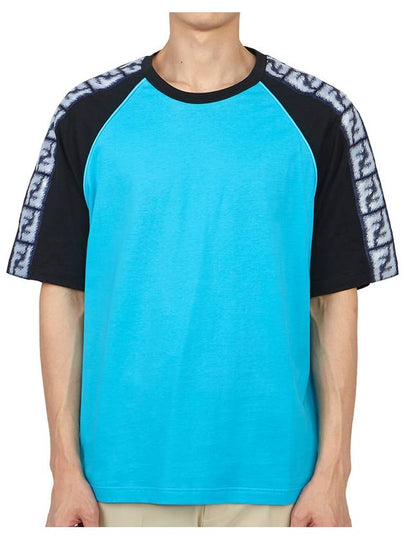 FF Raglan Short Sleeve T-Shirt Blue - FENDI - BALAAN 2