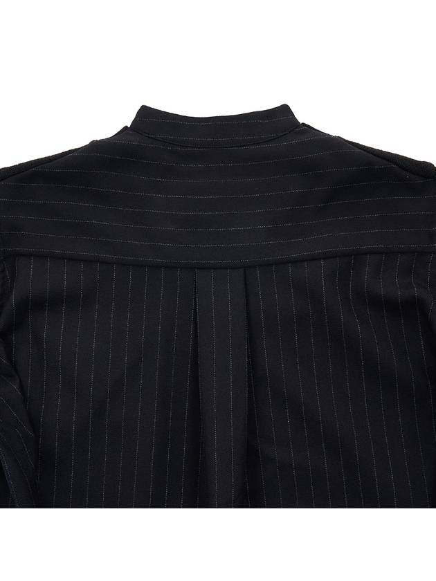 Women's Chalk Stripe x Wool Knit Top Pullover Black - SACAI - BALAAN 9