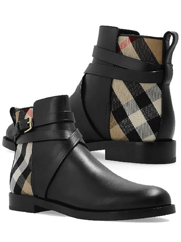 House Checked Leather Chelsea Boots Black - BURBERRY - BALAAN 2