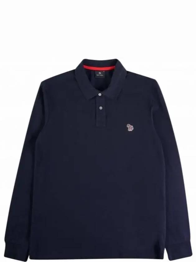 Zebra Patch Long Sleeve Polo Shirt Navy - PAUL SMITH - BALAAN 2