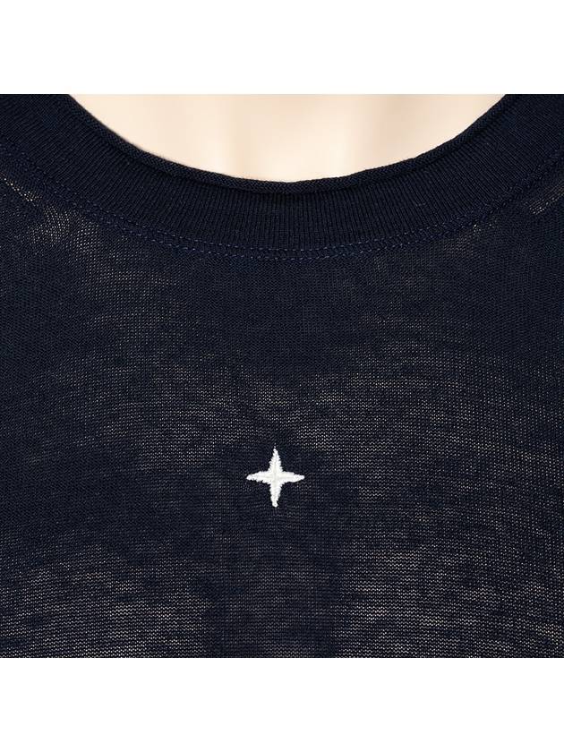 Men's Star Logo Cotton Knit Top Navy - STONE ISLAND - BALAAN 6