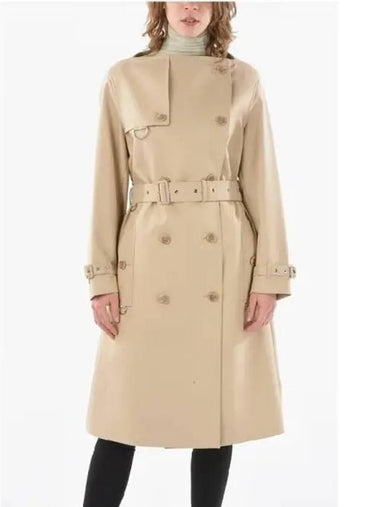 Boat neck cotton gabardine trench coat 270982 - BURBERRY - BALAAN 1