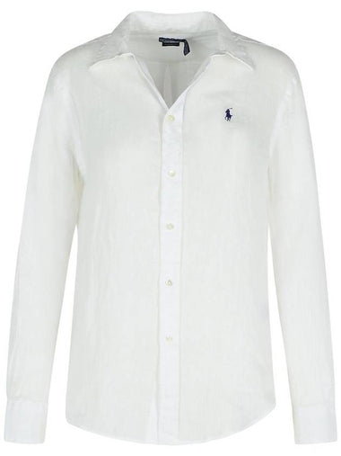 White Shirt With Pony Detail On The Front In Linen Woman - POLO RALPH LAUREN - BALAAN 1