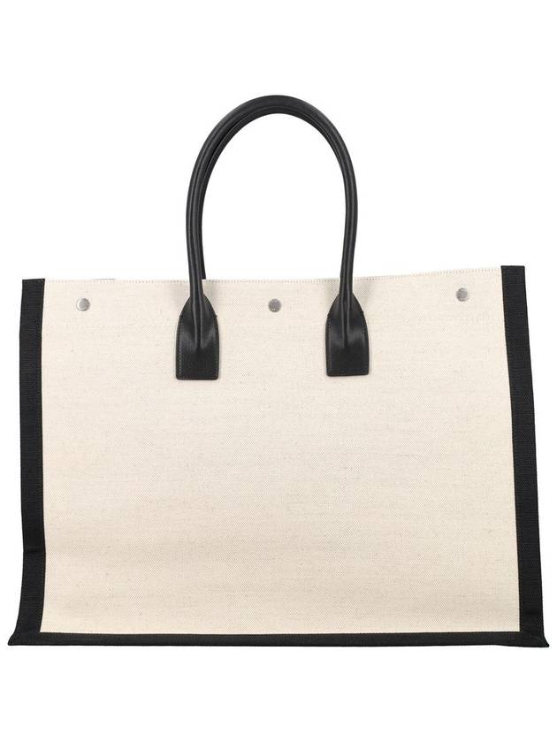 Rive Gauche Canvas Smooth Leather Large Tote Bag Black - SAINT LAURENT - BALAAN 5