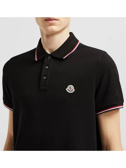 Small Logo Patch Short Sleeve Cotton Polo Shirt Black - MONCLER - BALAAN 2