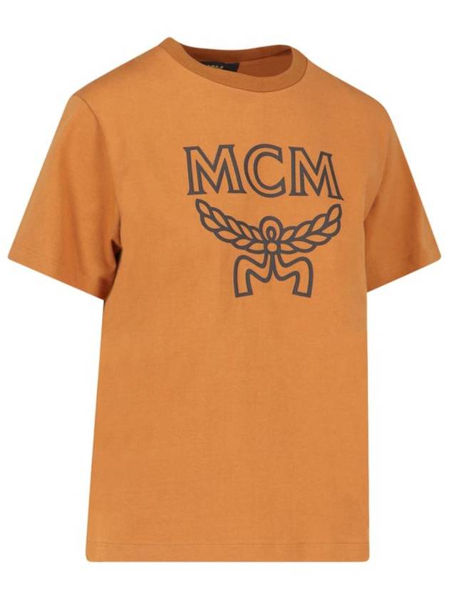 Classic Logo Short Sleeve T-Shirt Brown - MCM - BALAAN 3