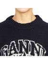 Women's Graphic O-neck Knit Top Sky Capton - GANNI - BALAAN 7