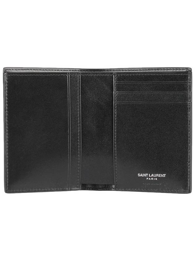 Men's Silver Monogram Fold Half Wallet Black - SAINT LAURENT - BALAAN 5