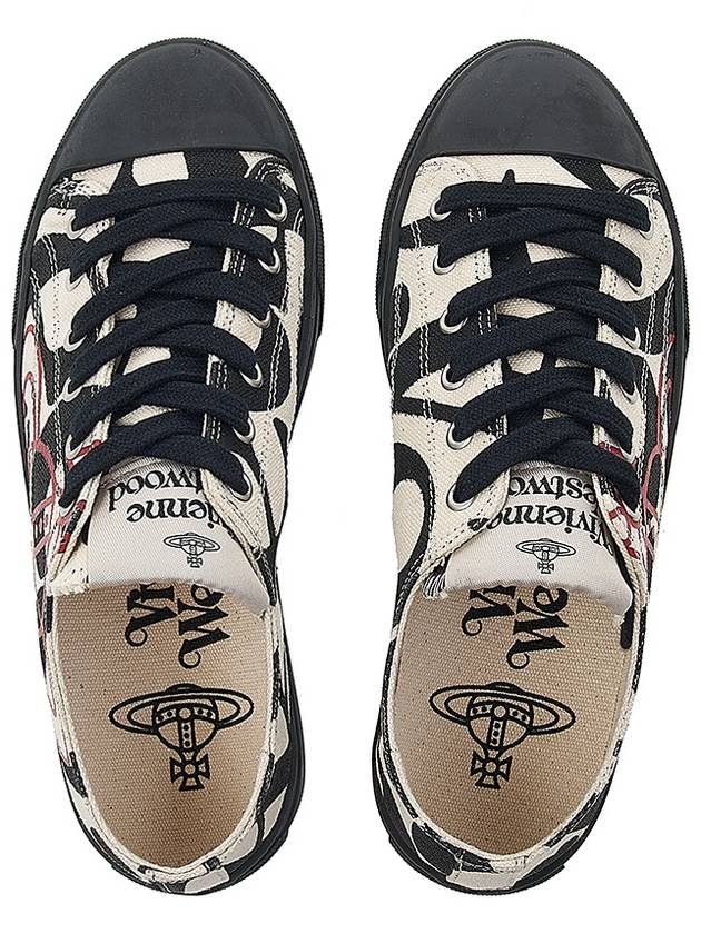 ORB Print Canvas Low Top Sneakers Black Beige - VIVIENNE WESTWOOD - BALAAN 7