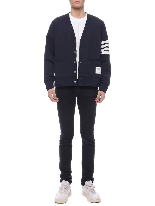 Classic V-Neck 4 Bar Stripe Cardigan Navy - THOM BROWNE - BALAAN 4