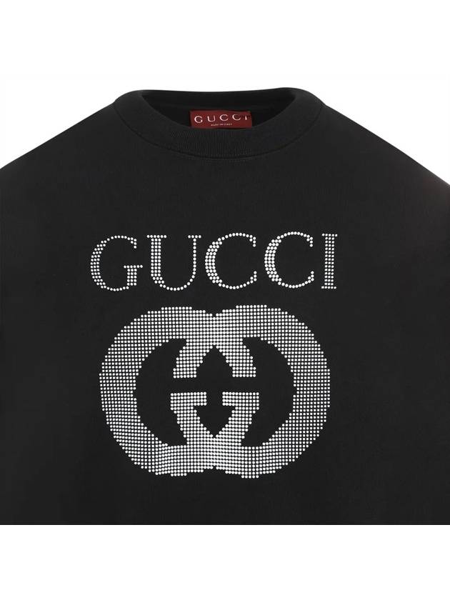 Embellished Logo Crew Neck Sweater Black - GUCCI - BALAAN 3