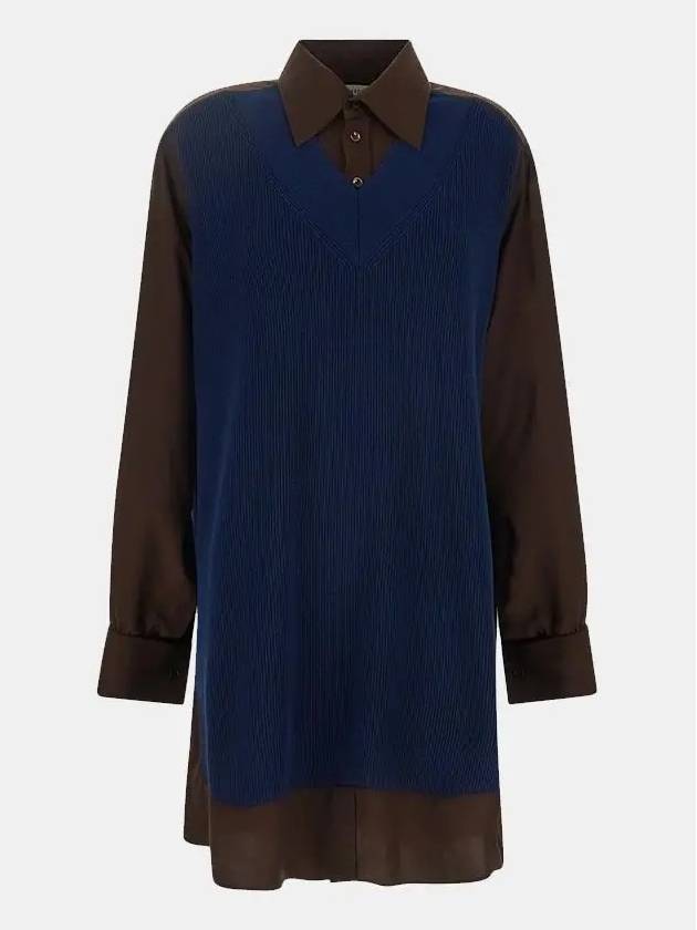 Women's Oversized Knit Shirt Midi Dress Navy Brown - MAISON MARGIELA - BALAAN 4