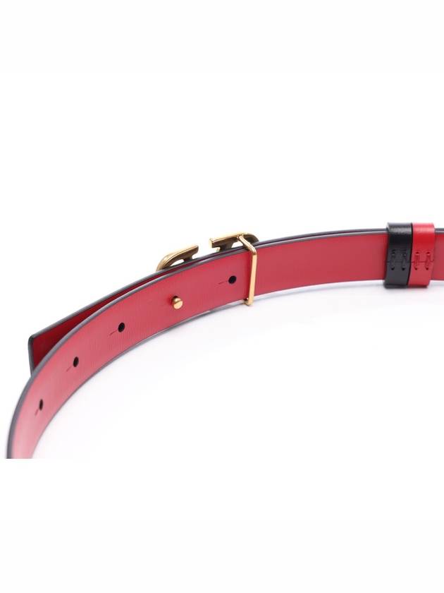 V Logo Signature Leather Belt Black Red - VALENTINO - BALAAN 6