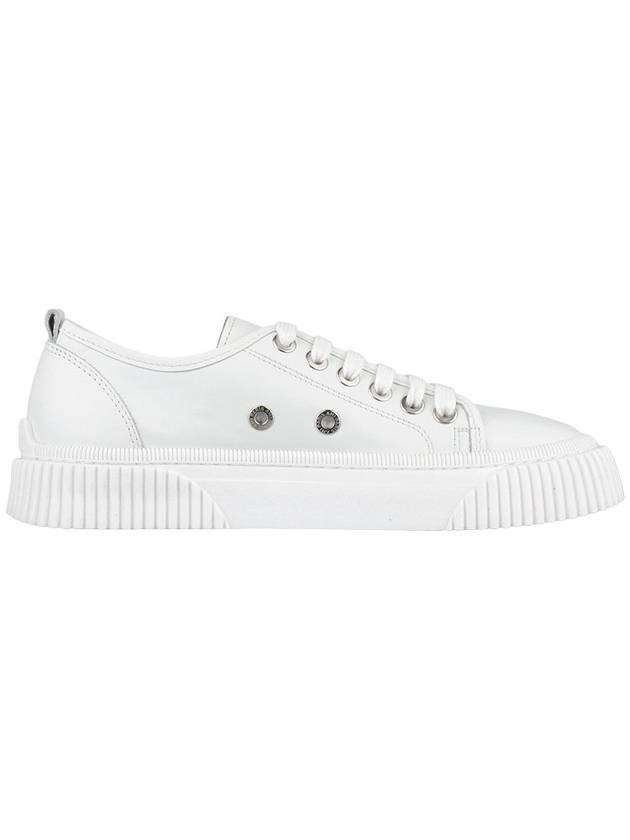 Lace Up Logo Leather Low Top Sneakers White - AMI - BALAAN 5