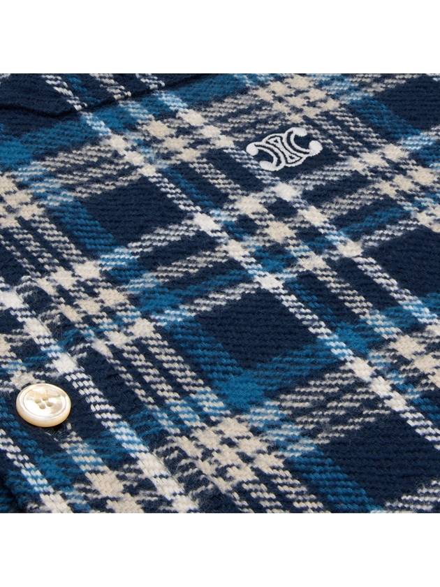 Loose Lumberjack Check Cotton Long Sleeve Shirt Navy - CELINE - BALAAN 4