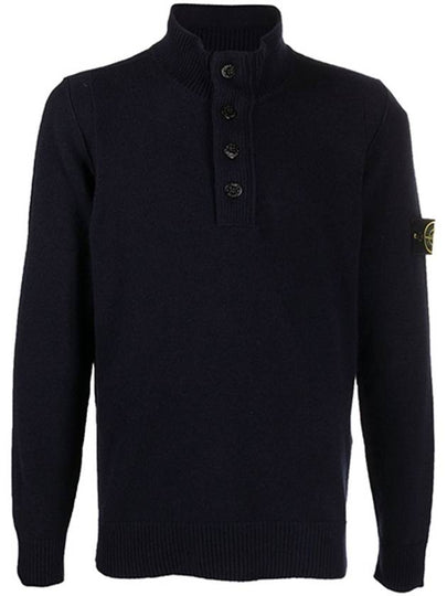 High Neck Half Button Lambswool Knit Top Navy - STONE ISLAND - BALAAN 2