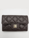 Classic flap wallet snap card dark brown gold AP0214 - CHANEL - BALAAN 4