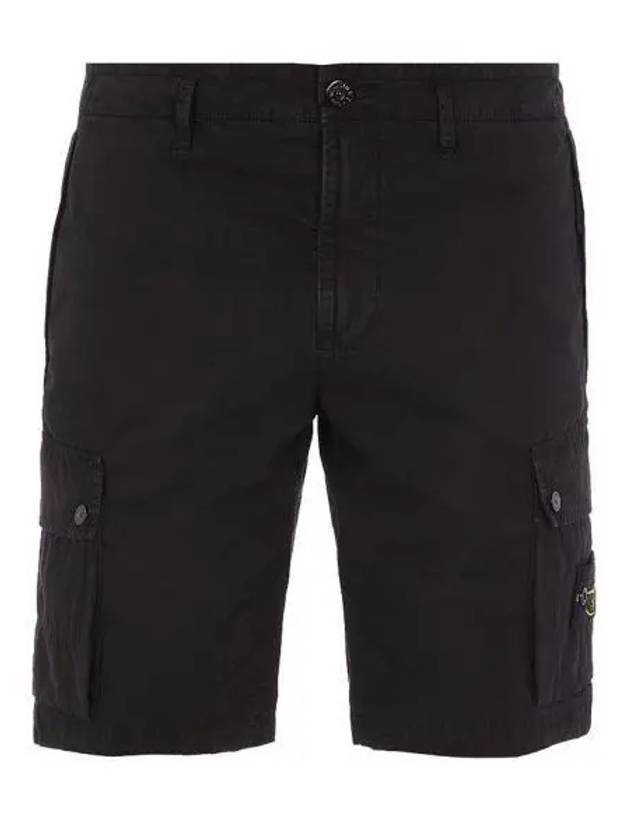 Men's Logo Patch Cargo Bermuda Shorts Black - STONE ISLAND - BALAAN 2