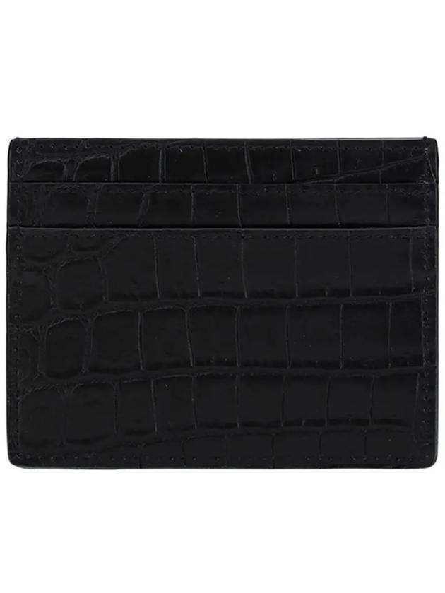 Classic Logo Crocodile Card Wallet Black - SAINT LAURENT - BALAAN 4