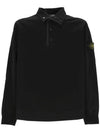 Compass Patch Cotton Fleece Polo Knit Top Navy - STONE ISLAND - BALAAN 2