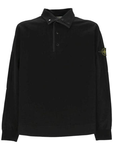 Compass Patch Cotton Fleece Polo Knit Top Navy - STONE ISLAND - BALAAN 1