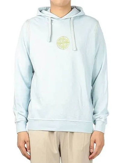 Men's Embroidered Stitch Cotton Hoodie Sky Blue - STONE ISLAND - BALAAN 2