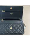 Classic Wallet On Chain Crossbody Bag Grained Calfskin Gold Black - CHANEL - BALAAN 4