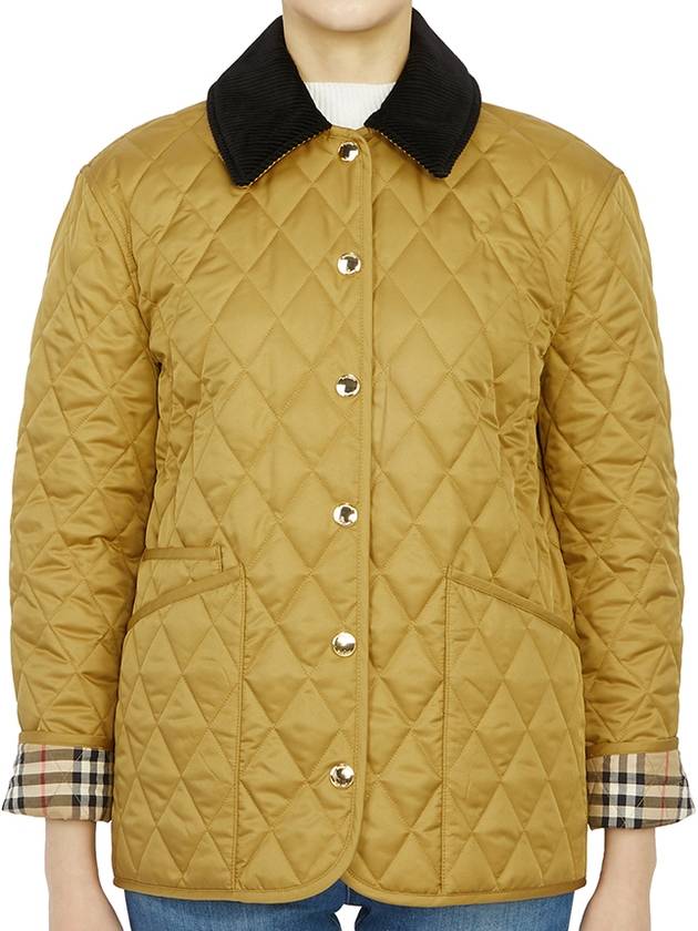 Corduroy Collar Diamond Quilted Jacket Brown - BURBERRY - BALAAN 4