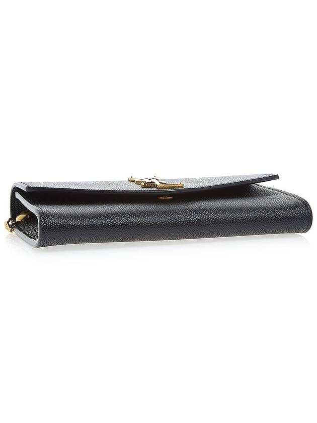 Monogram Uptown Chain Embossed Leather Long Wallet Black - SAINT LAURENT - BALAAN 7