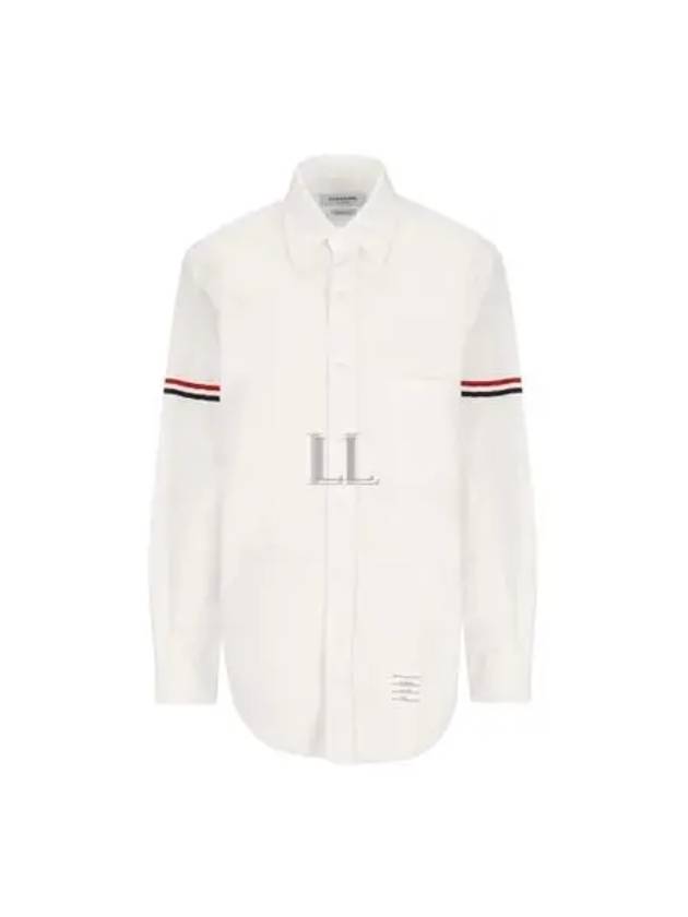 Men's Poplin Grosgrain Armband Classic Long Sleeve Shirt White - THOM BROWNE - BALAAN 2