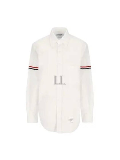 Men's Poplin Grosgrain Armband Classic Long Sleeve Shirt White - THOM BROWNE - BALAAN 2