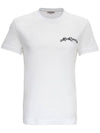 Men's Embroidered Logo Round Neck Short Sleeve T-Shirt White - ALEXANDER MCQUEEN - BALAAN 1