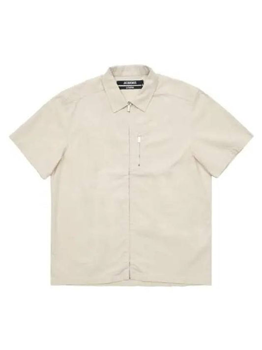 Jacquemus Men's Le Raffia Over Short Sleeve Shirt Off White 23E235SH037 1053 110 - JACQUEMUS - BALAAN 1