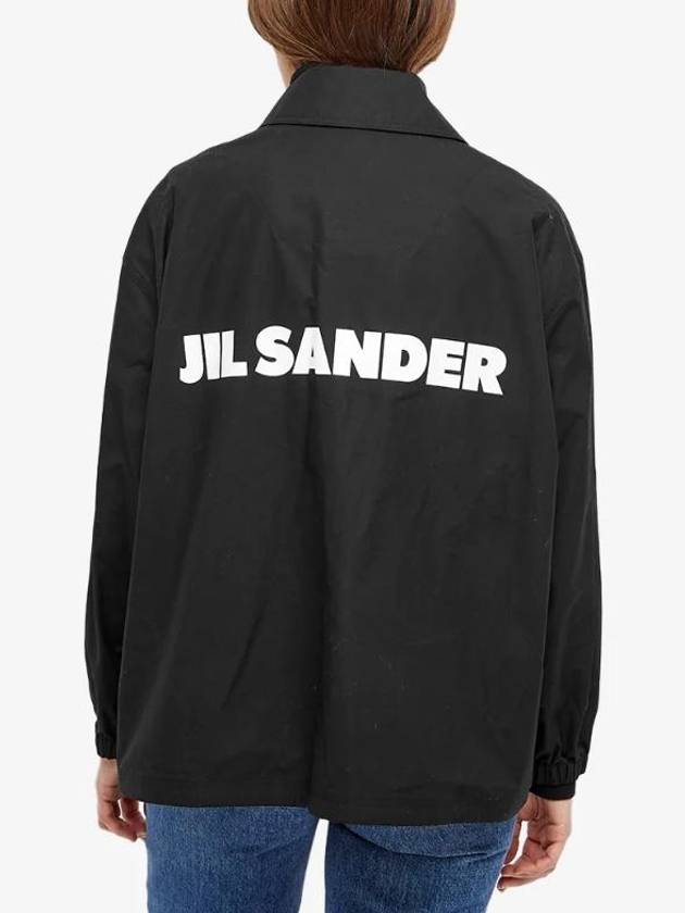 Back Logo Print Drawstring Cotton Shirt Jacket Black - JIL SANDER - BALAAN 3