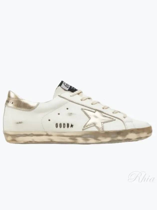 Women's Gold Sparkle Foxing Metal Stud Lettering Superstar Low Top Sneakers White - GOLDEN GOOSE - BALAAN 2