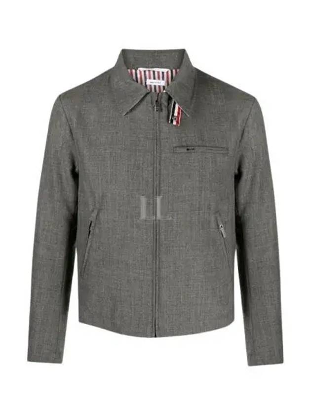 Crispy Wool Golf Zip-Up Jacket Grey - THOM BROWNE - BALAAN 2