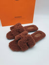 Oran Shearling Sandals Cognac - HERMES - BALAAN.