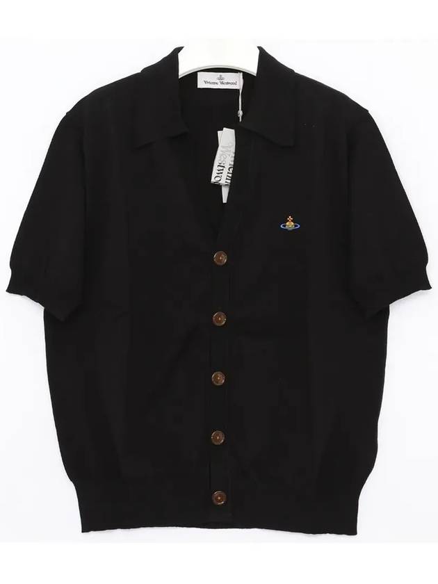 Embroidered ORB Logo Polo Cardigan Black - VIVIENNE WESTWOOD - BALAAN 3