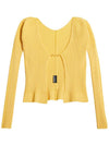 La Maille Pralu Longue Micro Charm Logo Cardigan Light Yellow - JACQUEMUS - BALAAN 2