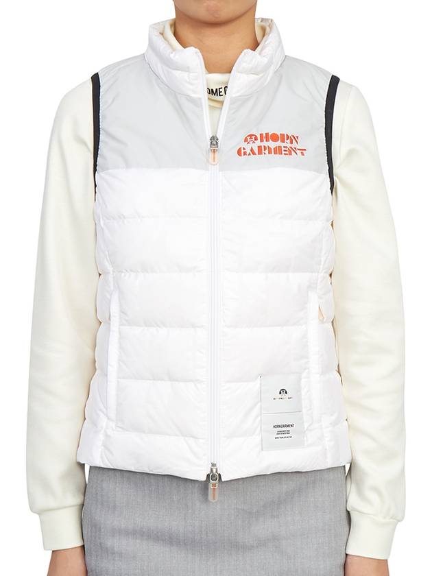 Women's Logo Down Vest White - HORN GARMENT - BALAAN 3