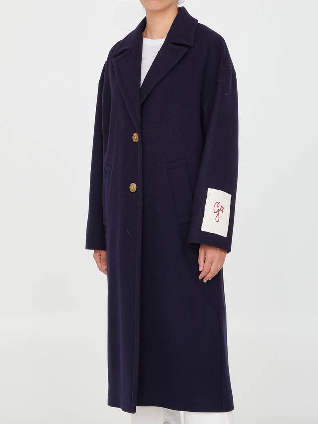 Women's Cocoon Gold Button Patch Single Coat Navy - GOLDEN GOOSE - BALAAN 3